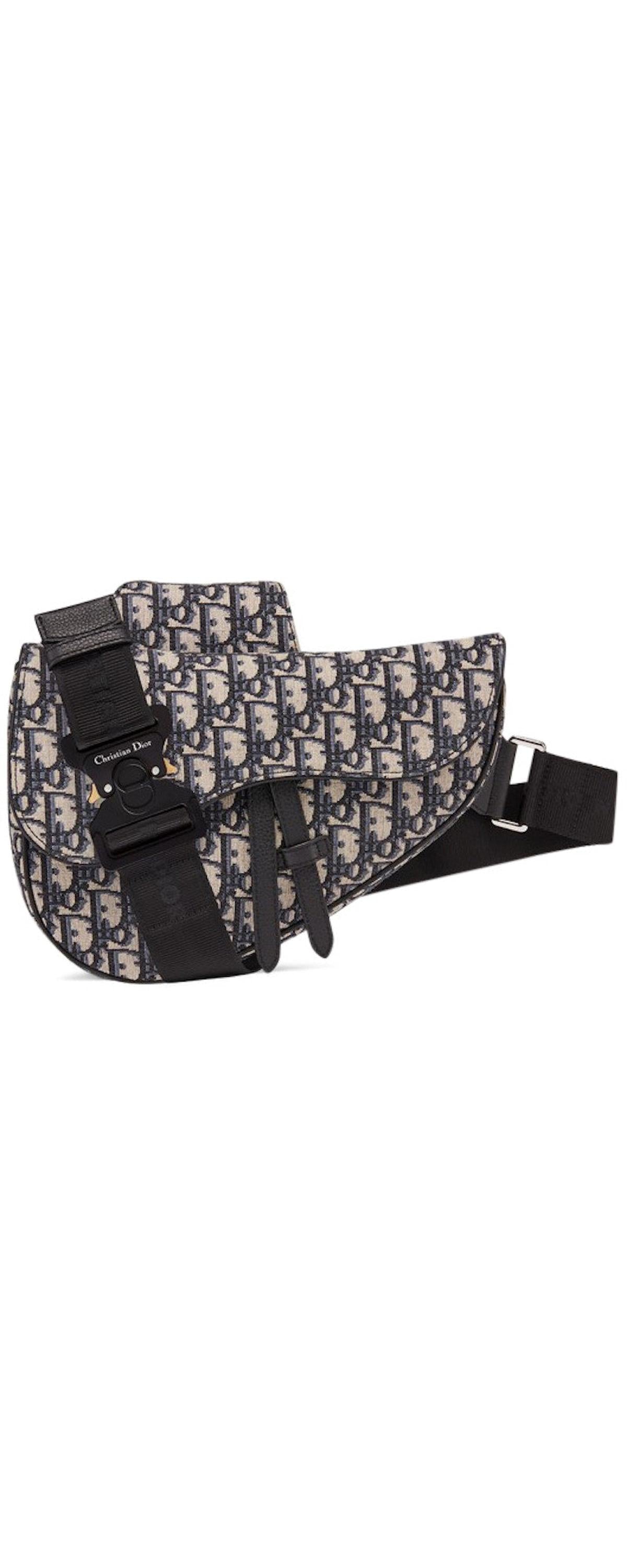 Dior Oblique saddle belt pouch black - front view