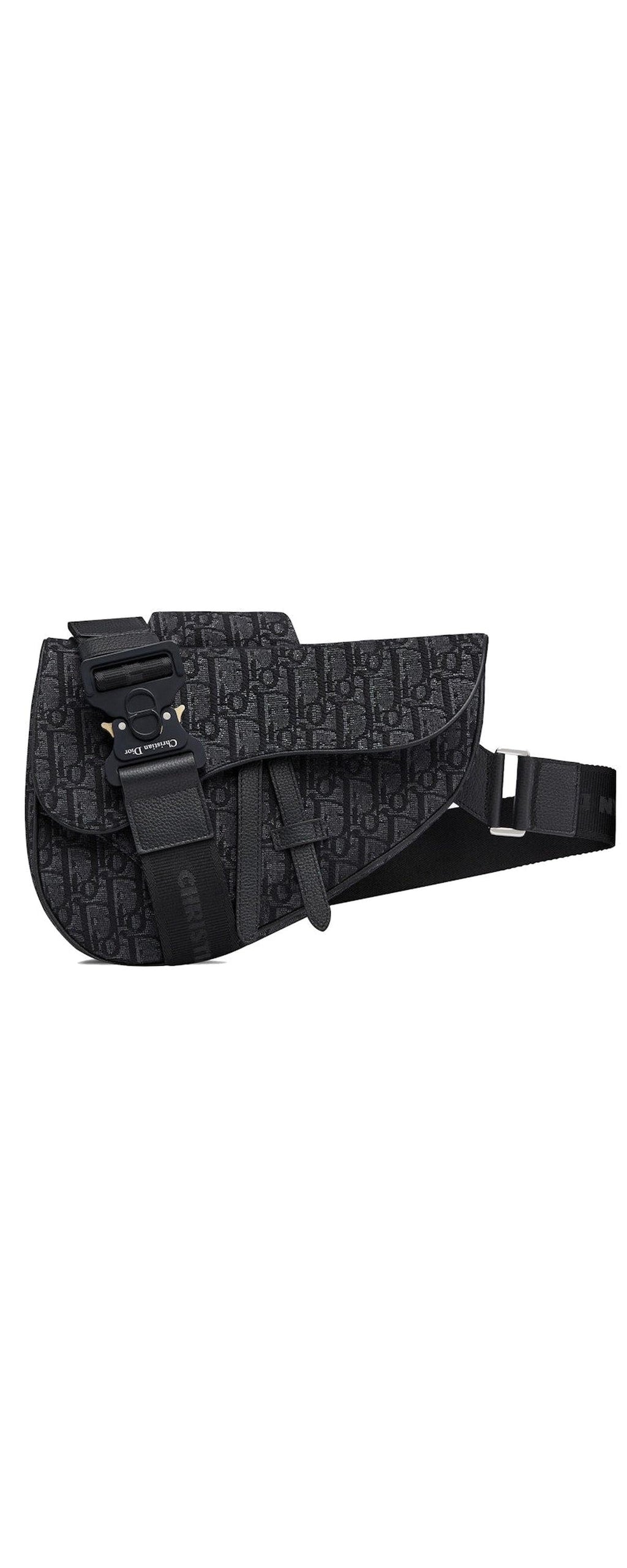 Dior Oblique Saddle Bag canvas black - front view