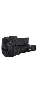 Dior Oblique Saddle Bag canvas black - front view