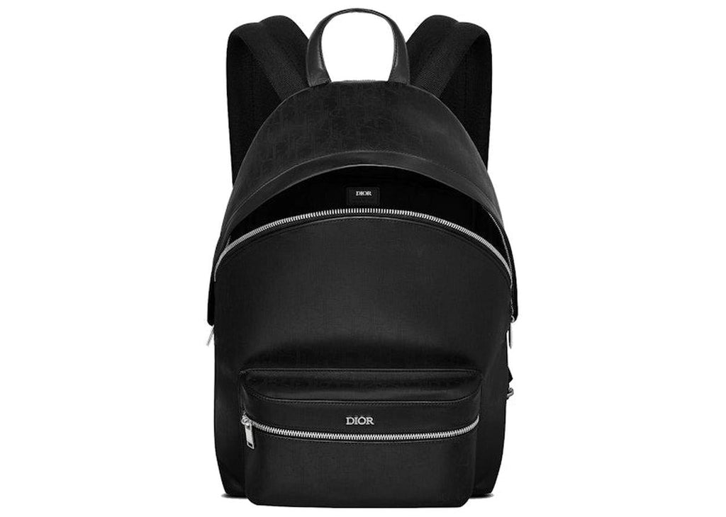 Interior view — Dior Men's Rider Backpack in Oblique Galaxy Canvas with top compartment open