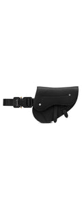 Dior black grained calfskin saddle clutch - front view