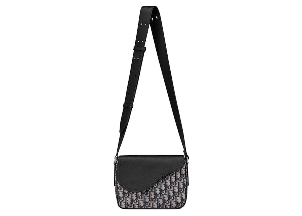 Strap view — Dior Men's Saddle Messenger Bag in Dior Oblique Canvas showing full adjustable strap