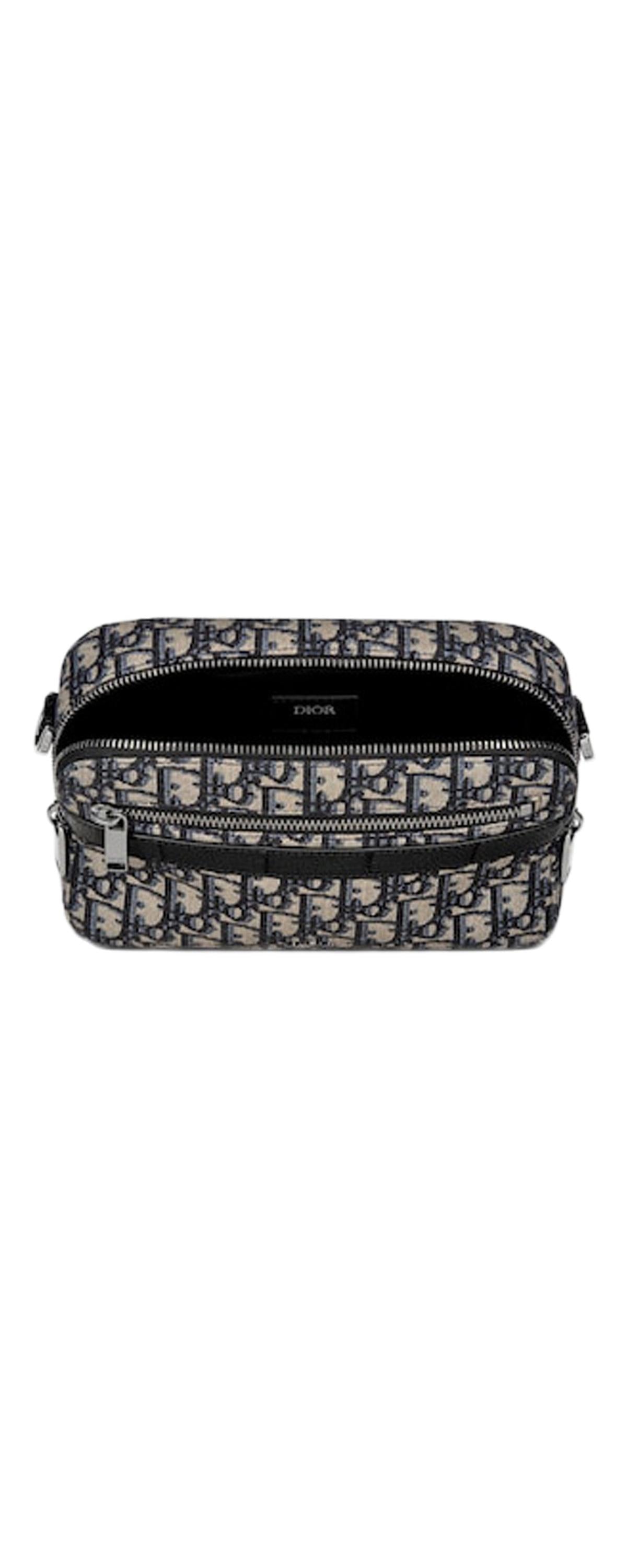 Dior Safari Messenger Bag Oblique Jacquard beige black - open interior view
