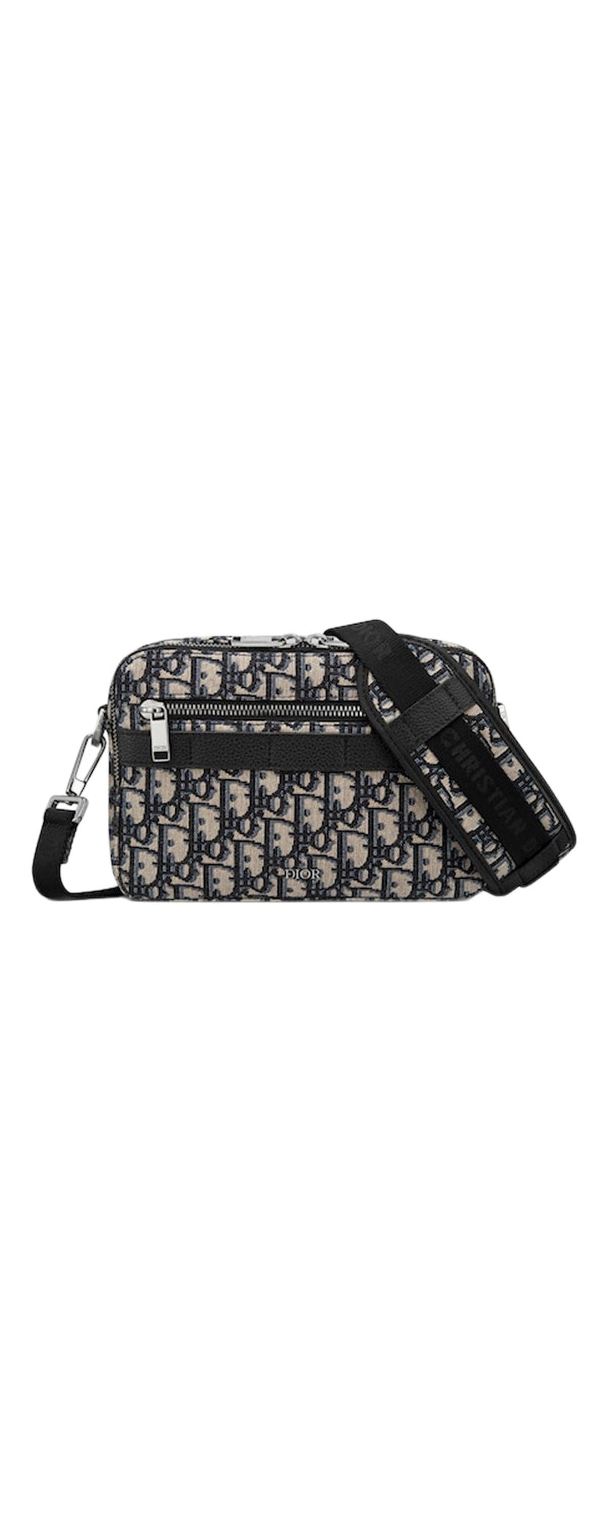 Dior Safari Messenger Bag Oblique Jacquard beige black - front view