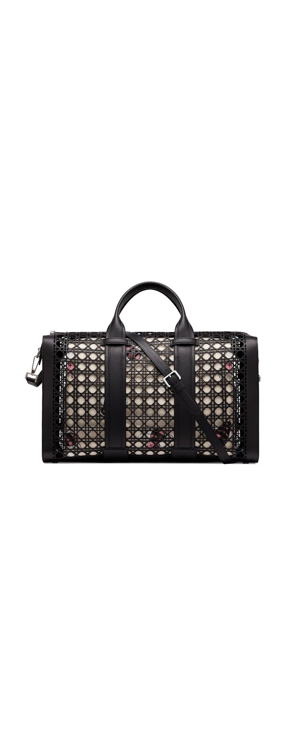Dior x KAWS Duffle black cannage canvas - front view