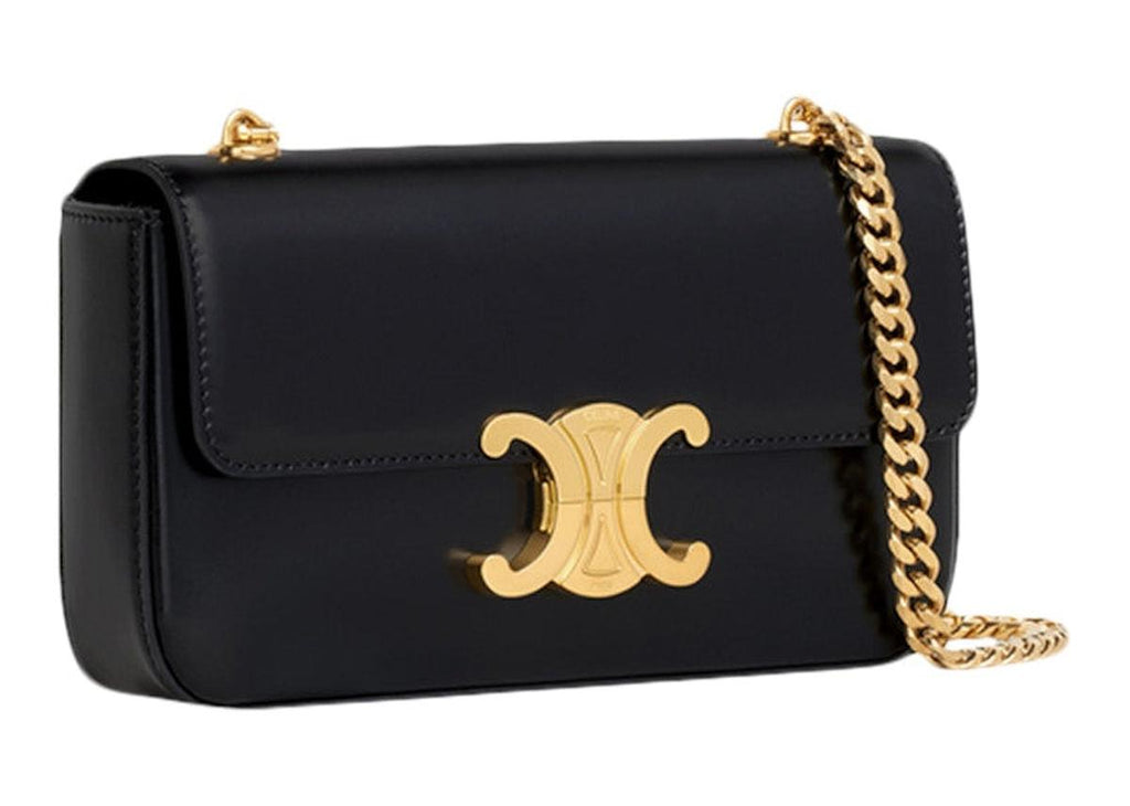 Celine Maillon Triomphe Shoulder Bag Black Calfskin - 3/4 view