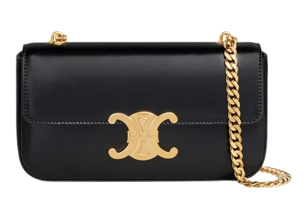 Celine Maillon Triomphe Shoulder Bag Black Calfskin - Front view