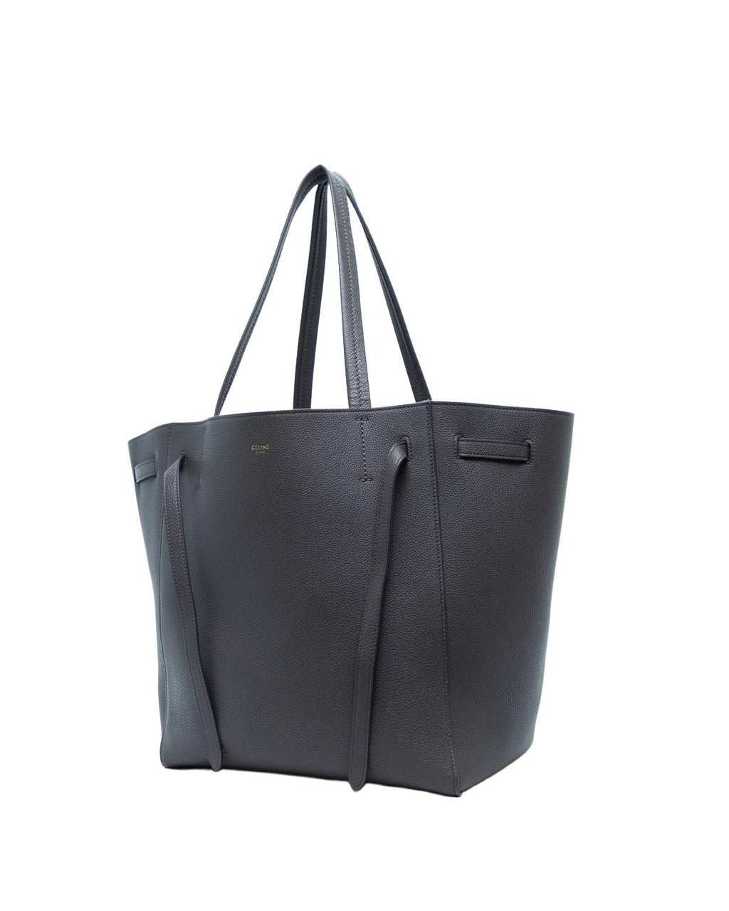 Celine Medium Cabas Phantom Bag Charcoal Grained Calfskin - 3/4 view