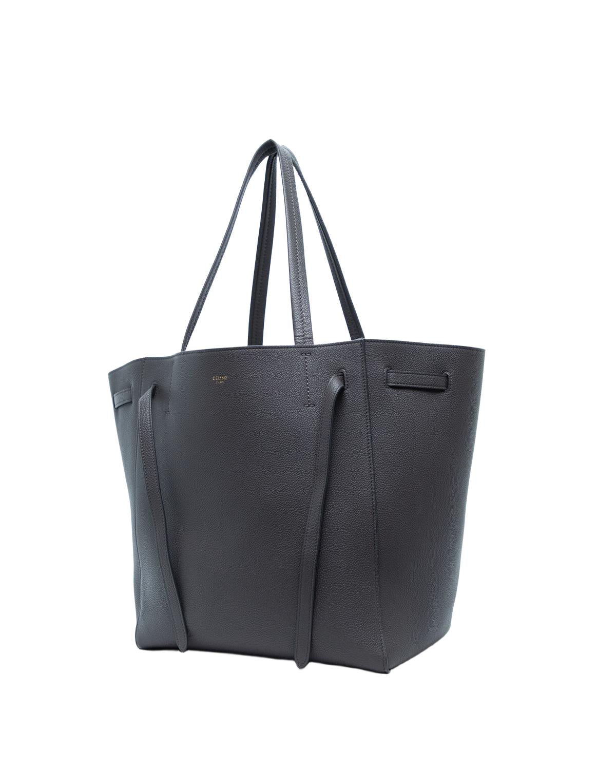 Celine Medium Cabas Phantom Bag Charcoal Grained Calfskin - 3/4 view