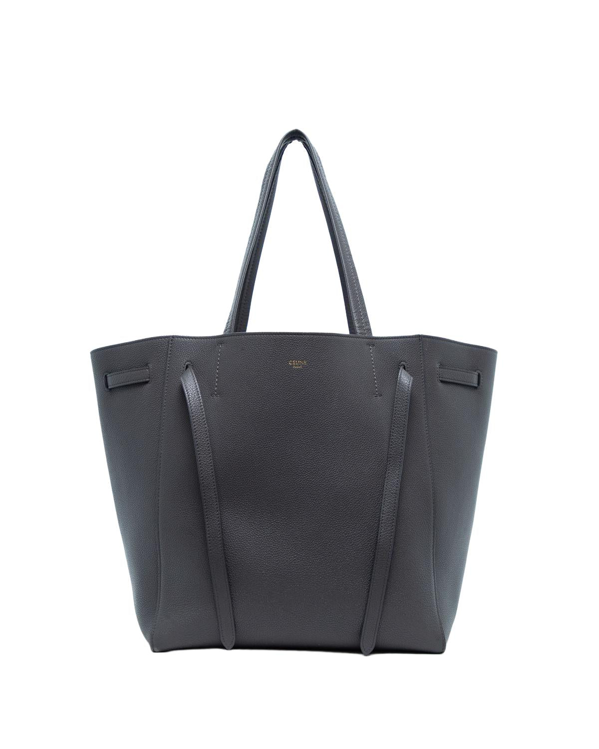 Celine Medium Cabas Phantom Bag Charcoal Grained Calfskin - Front view