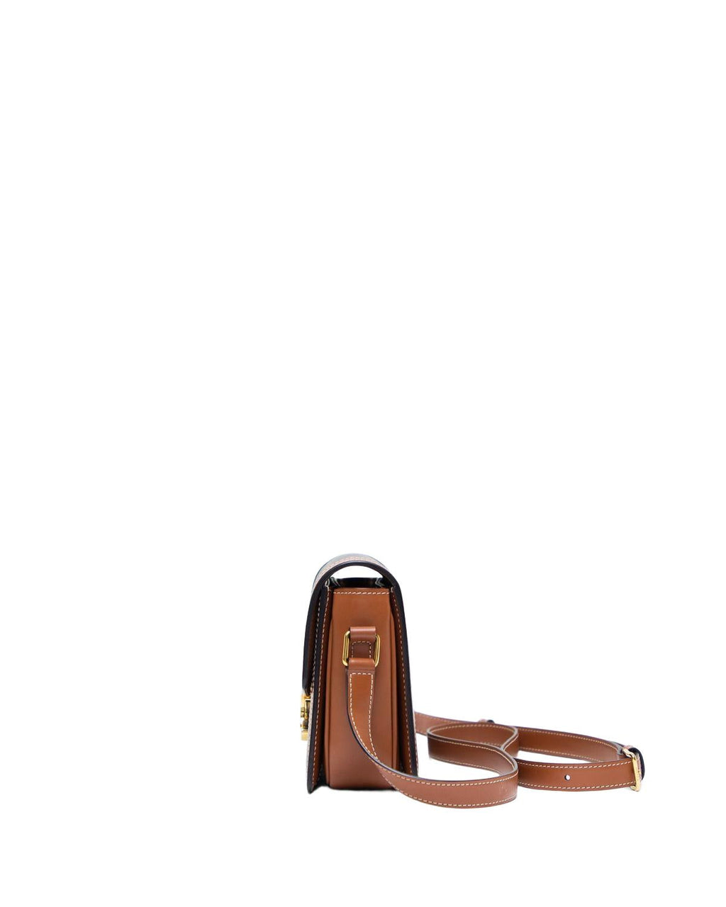 Celine Triomphe Canvas Small Bag Dark Canvas Tan Trim - Side view