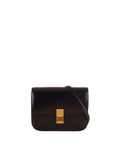 Celine Classic Box Medium Bag black calfskin front view