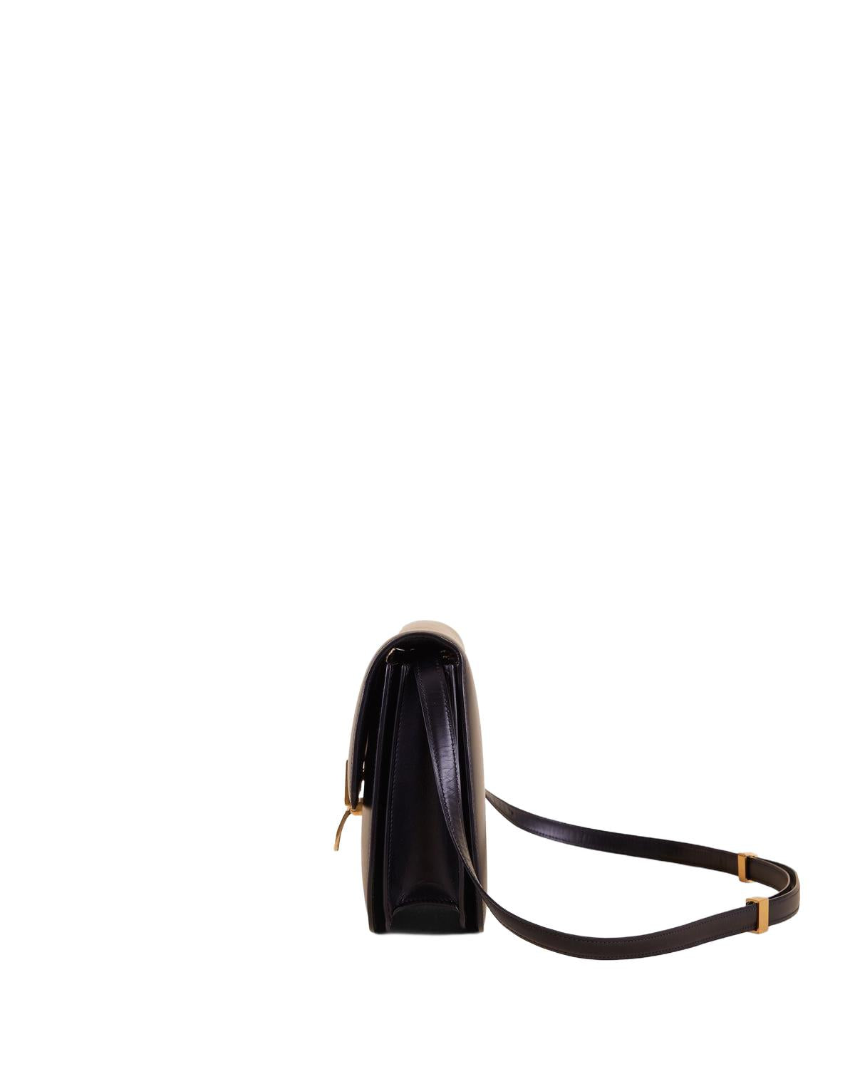 Celine Classic Box Medium Bag black calfskin side profile