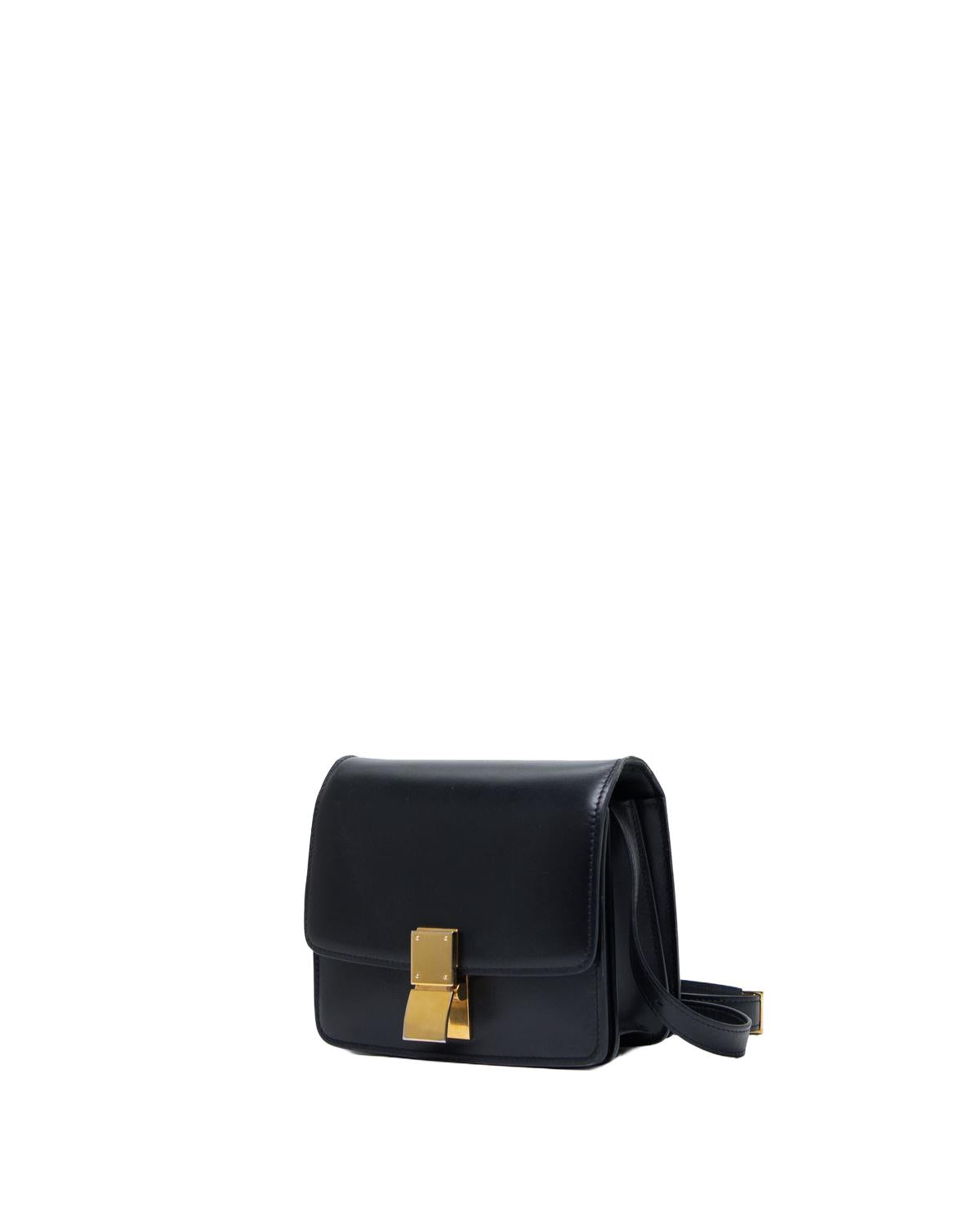 Celine Classic Box Small Bag Black Calfskin - 3/4 view