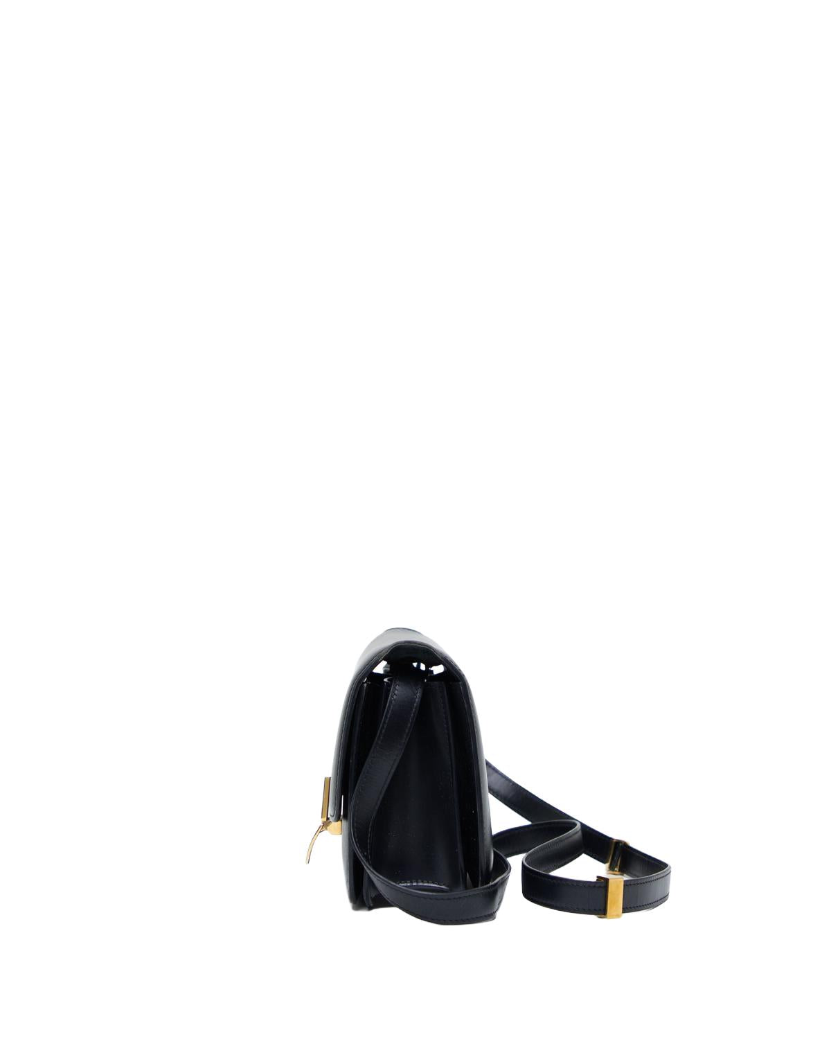 Celine Classic Box Small Bag Black Calfskin - Side view