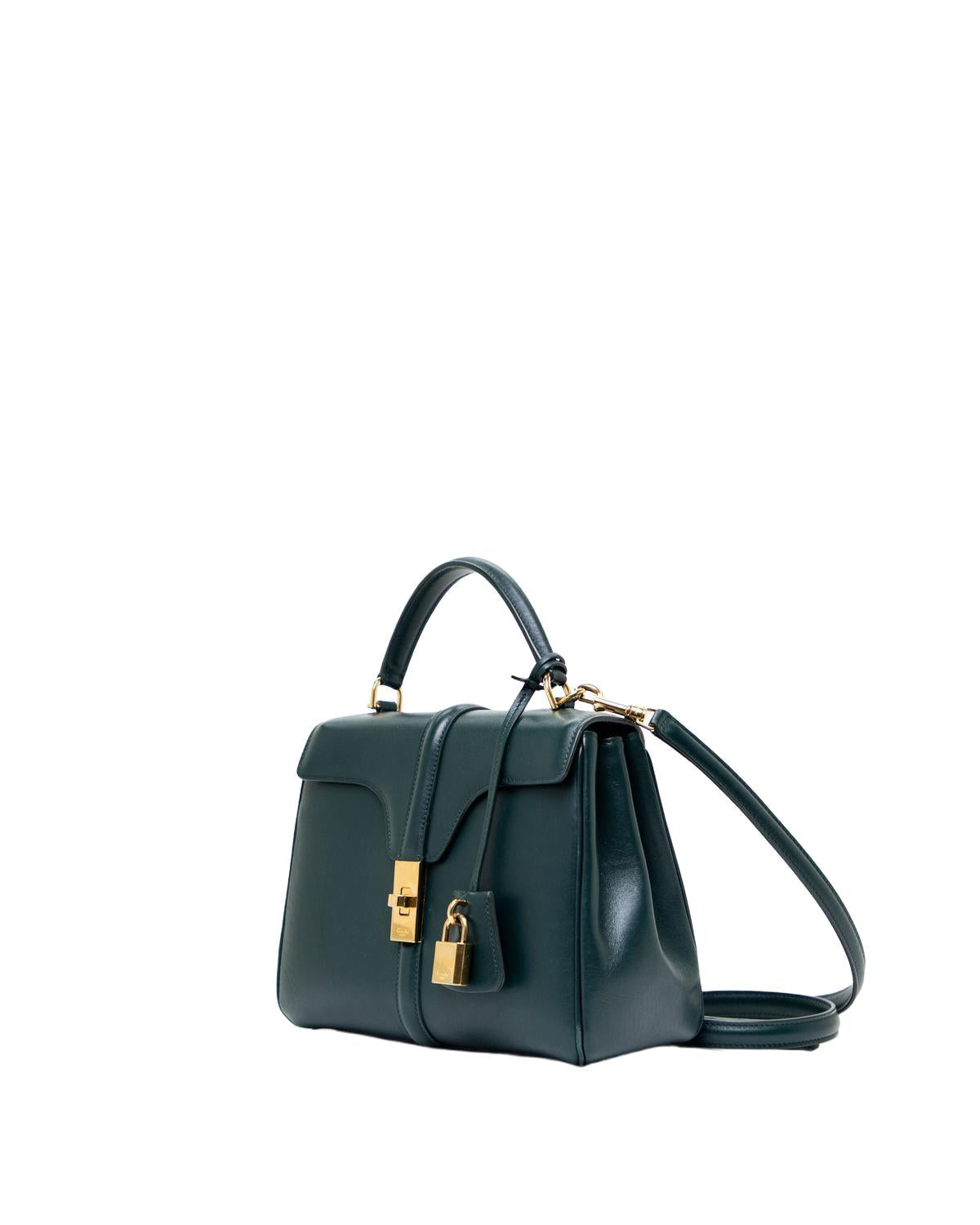 Celine Small 16 Calfskin Bag Black - 3/4 front view
