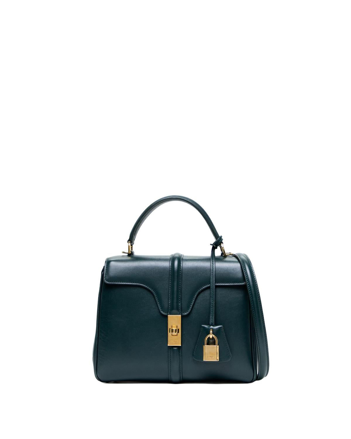 Celine Small 16 Calfskin Bag Black - Front view