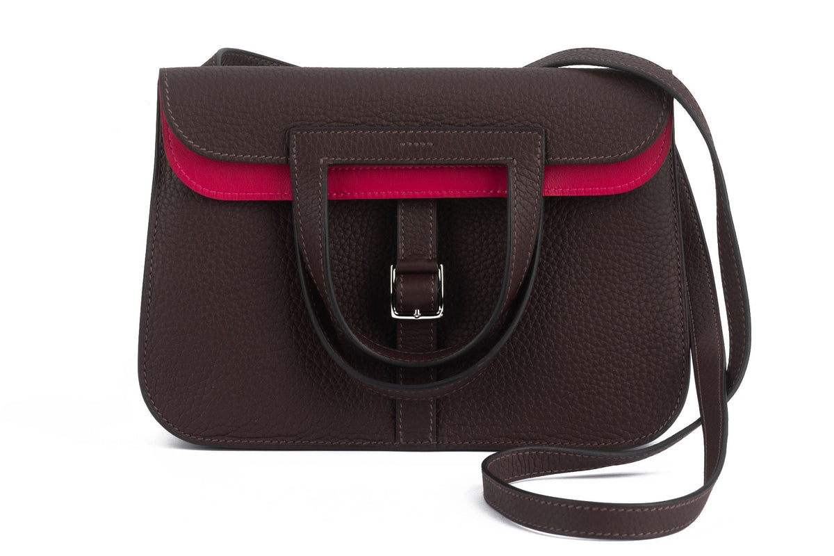 Hermès Taurillon Clemence Verso Halzan 31 Rouge Sellier Framboise