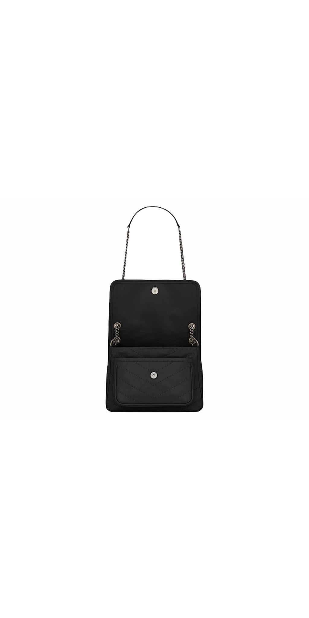 Interior/back view — Saint Laurent Niki Baby Shoulder Bag, open flap showing interior organisation