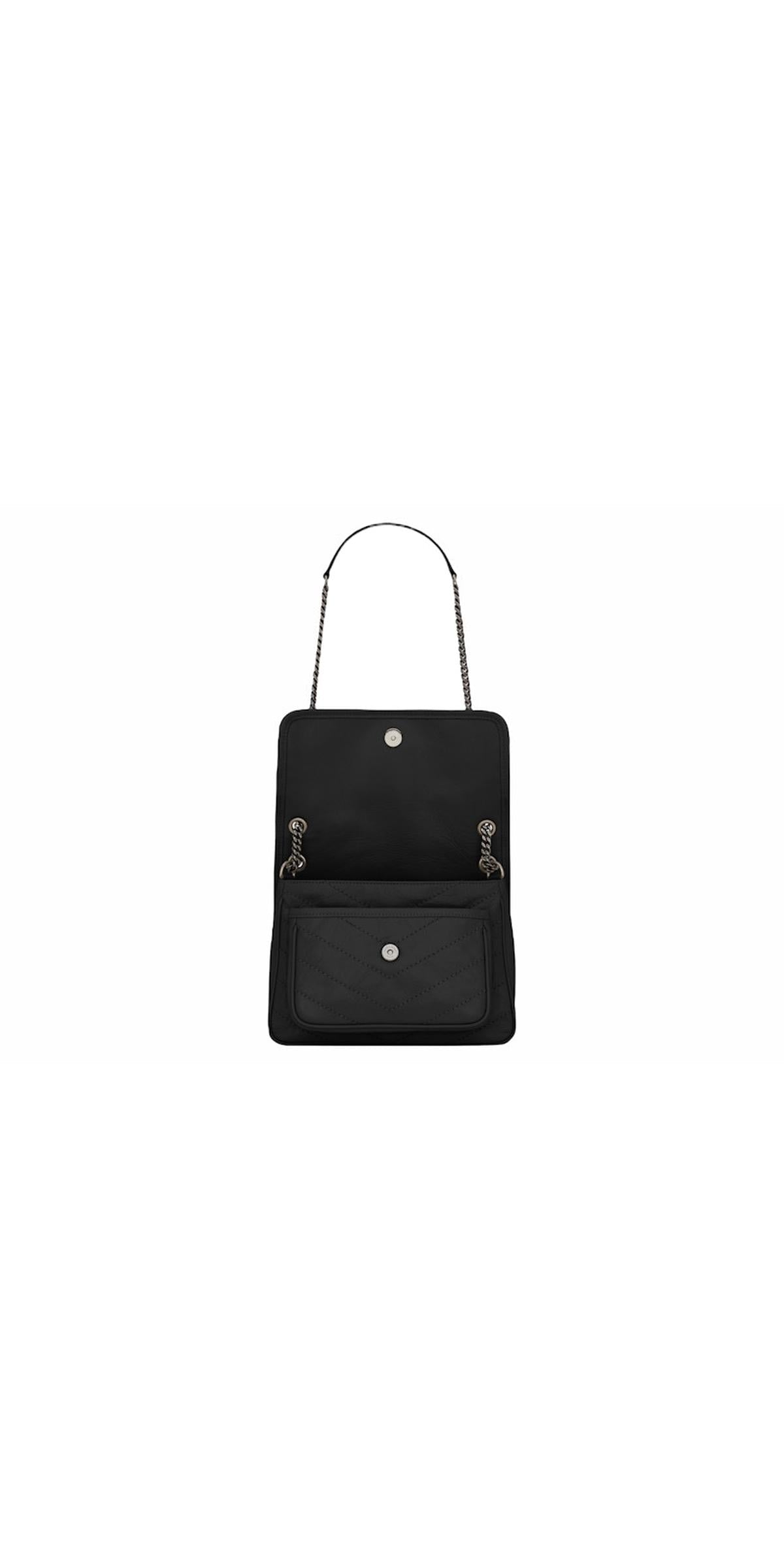 Interior/back view — Saint Laurent Niki Baby Shoulder Bag, open flap showing interior organisation