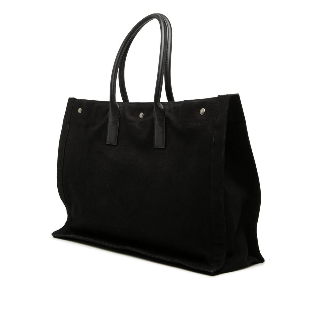 SAINT LAURENT RIVE GAUCHE LARGE TOTE IN CANVAS AND LEATHER - SIDE VIEW