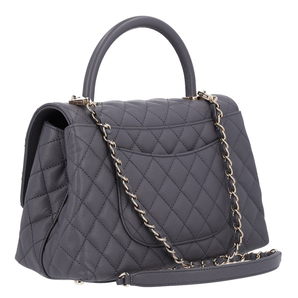 Chanel Caviar Quilted Small Coco Handle Flap Dark Grey