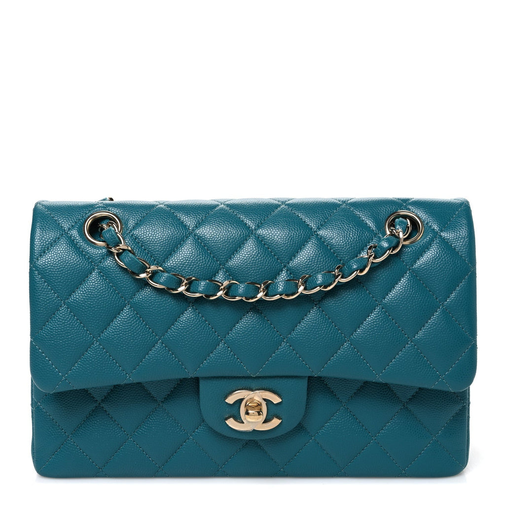 Chanel Caviar Quilted Small Double Flap Turquoise