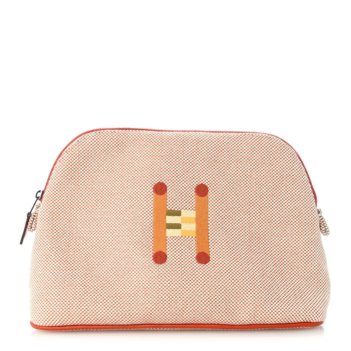 Hermès Cotton Canvas Crazy H Medium Bolide Case Orange Ficelle