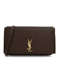 Saint Laurent Monogram Phone Holder Crossbody Hunting Green front view