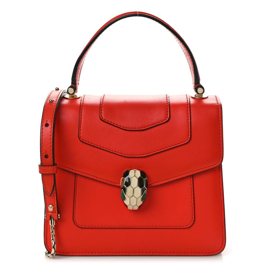 BVLGARI SERPENTI FOREVER TOP HANDLE BAG IN RED CALFSKIN