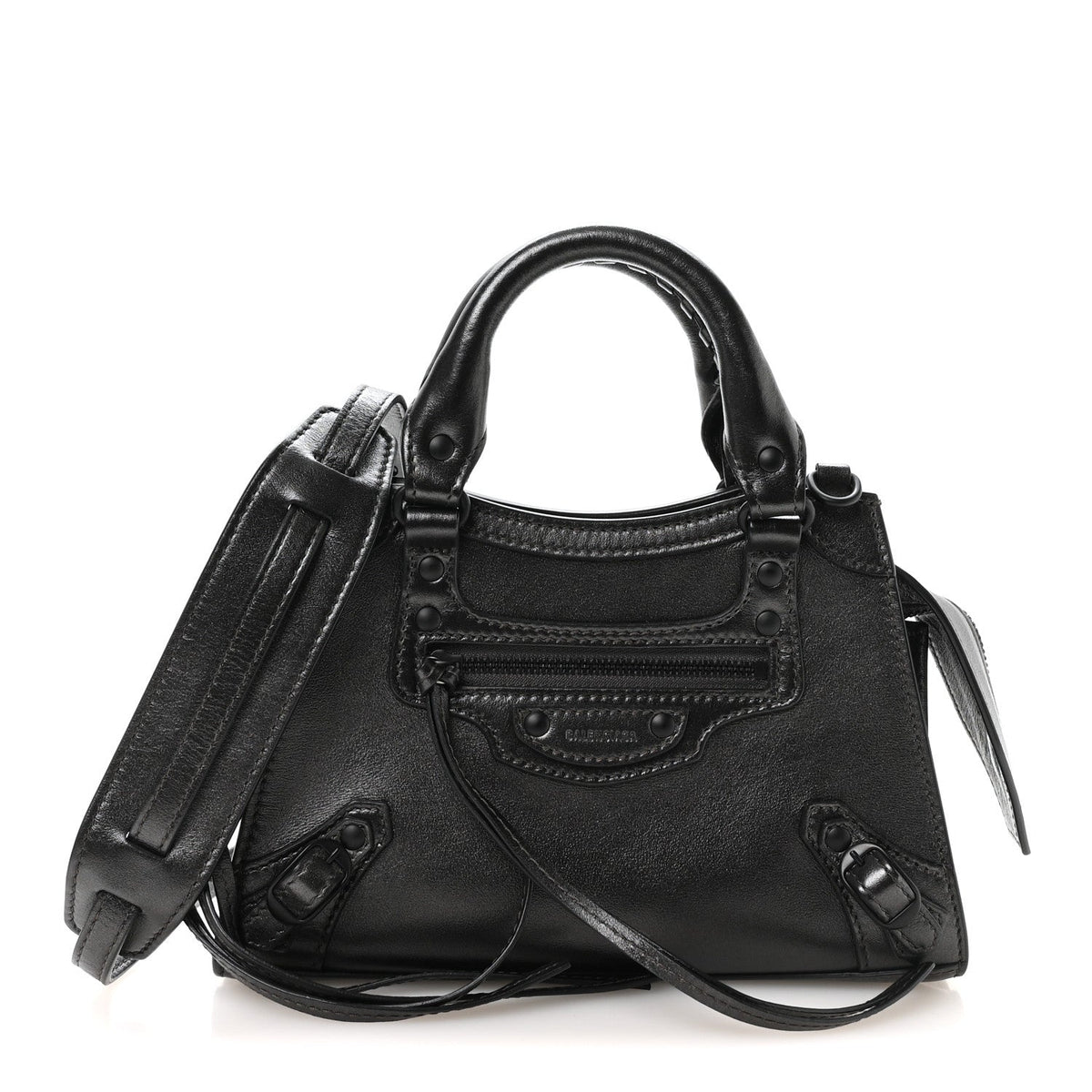 Balenciaga Smooth Calfskin Neo Classic Black Hardware Mini City Gunmetal