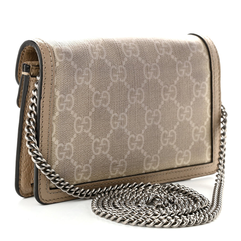 Gucci GG Supreme Monogram Textured Dollar Calfskin Super Mini Dionysus Shoulder Bag Beige Mystic White Oatmeal