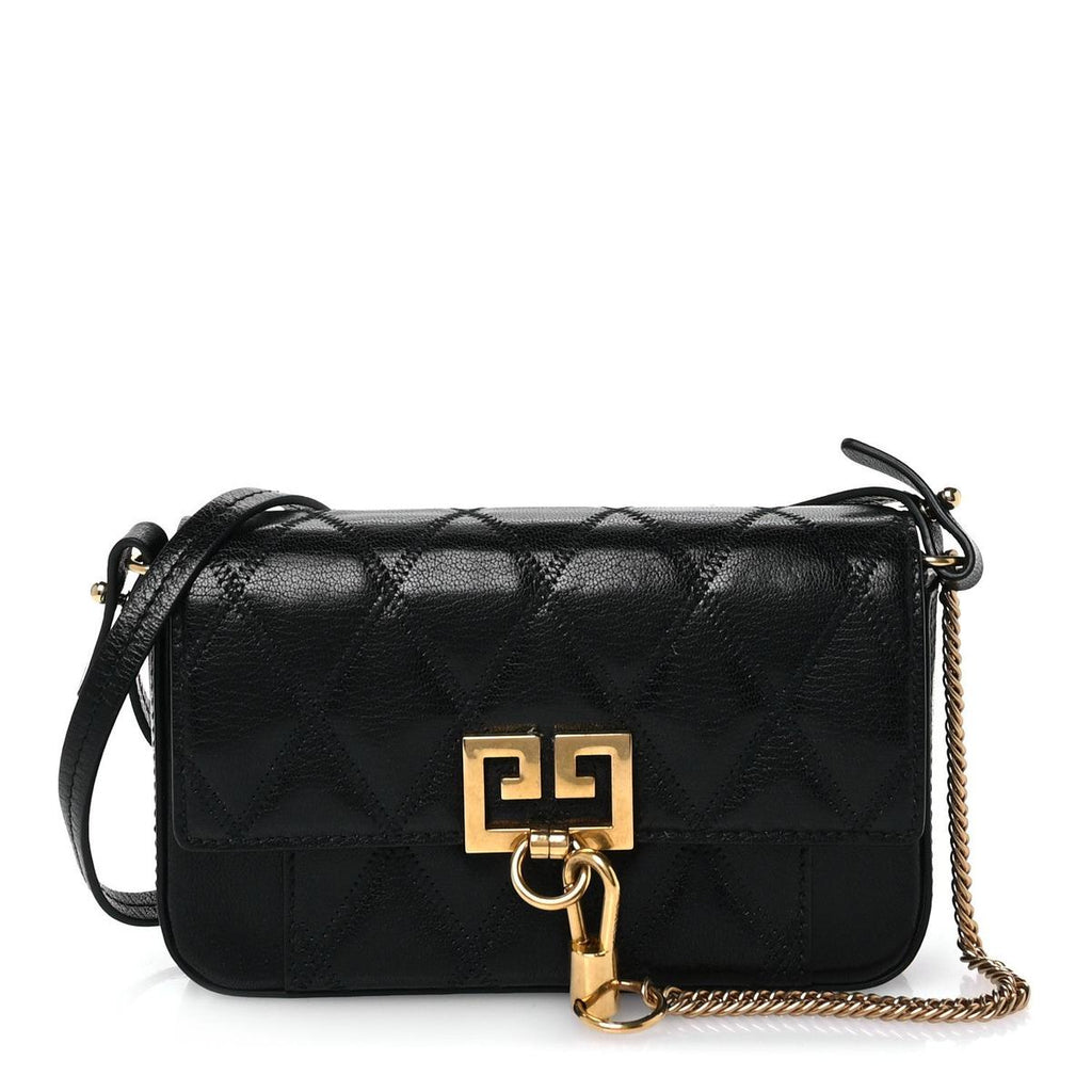 Givenchy GV3 mini quilted pocket convertible bag black front view