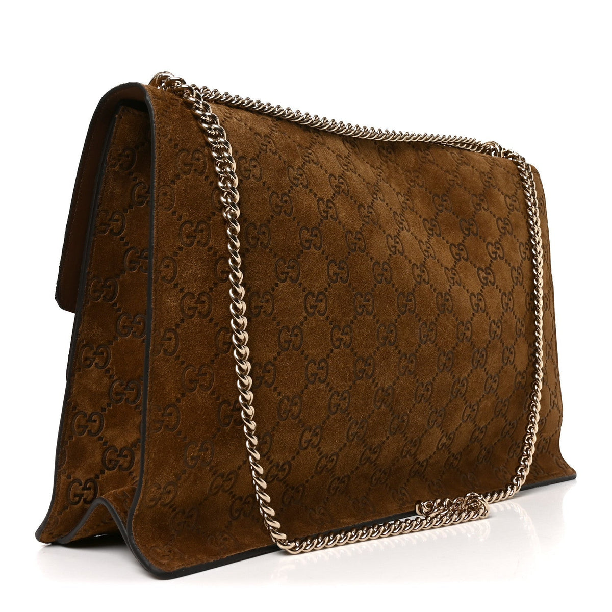 Gucci Suede GG Debossed Large Dionysus Shoulder Bag Brown