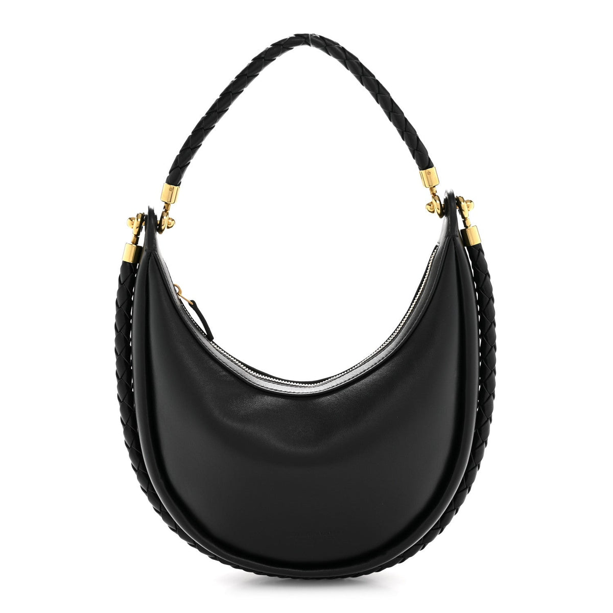 Bottega Veneta Smooth Calfskin Hula Hoop Shoulder Bag Black