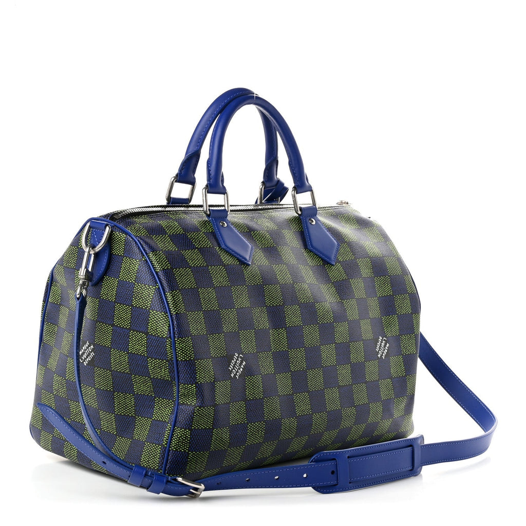 Louis Vuitton Damier Heritage Speedy Bandouliere 40 Blue Green