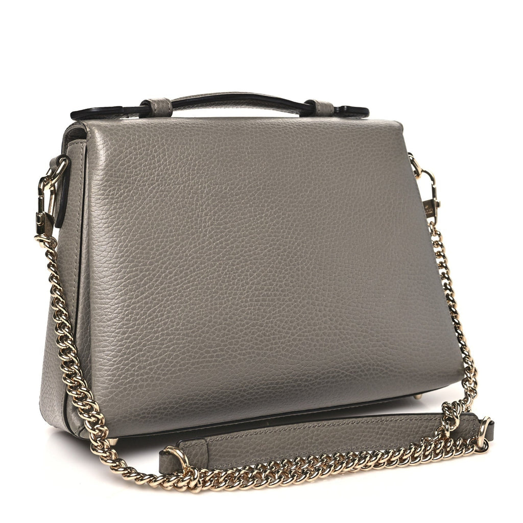 Gucci Dollar Calfskin Interlocking G Top Handle Shoulder Bag Loess
