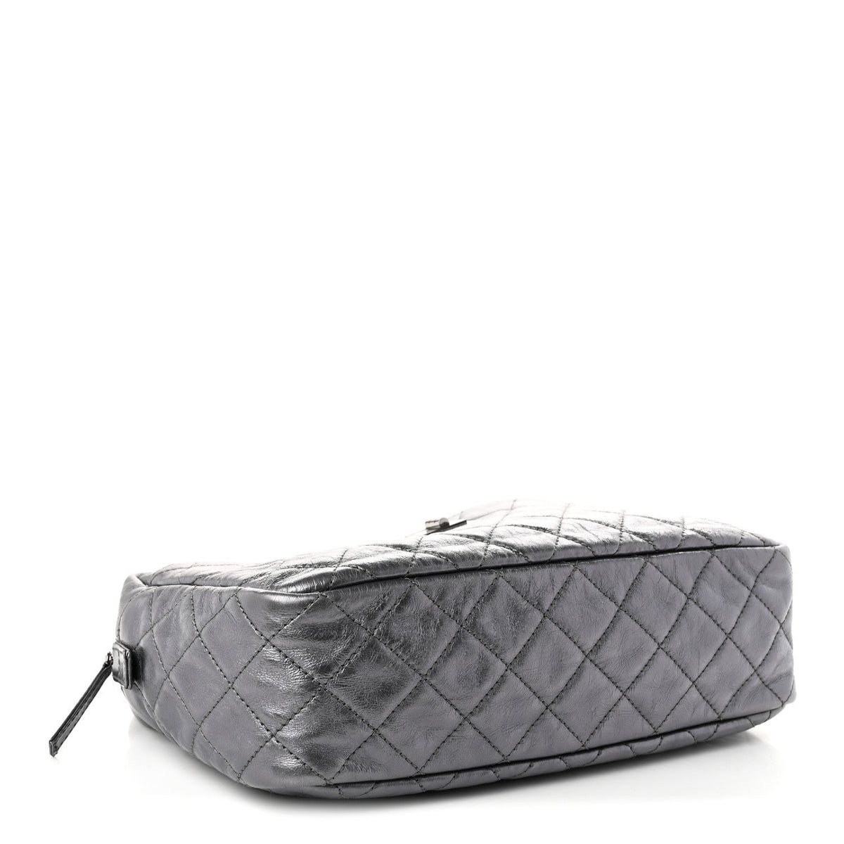 Chanel Metallic Aged Calfskin Quilted Medium Reissue Camera Case Dark Silver