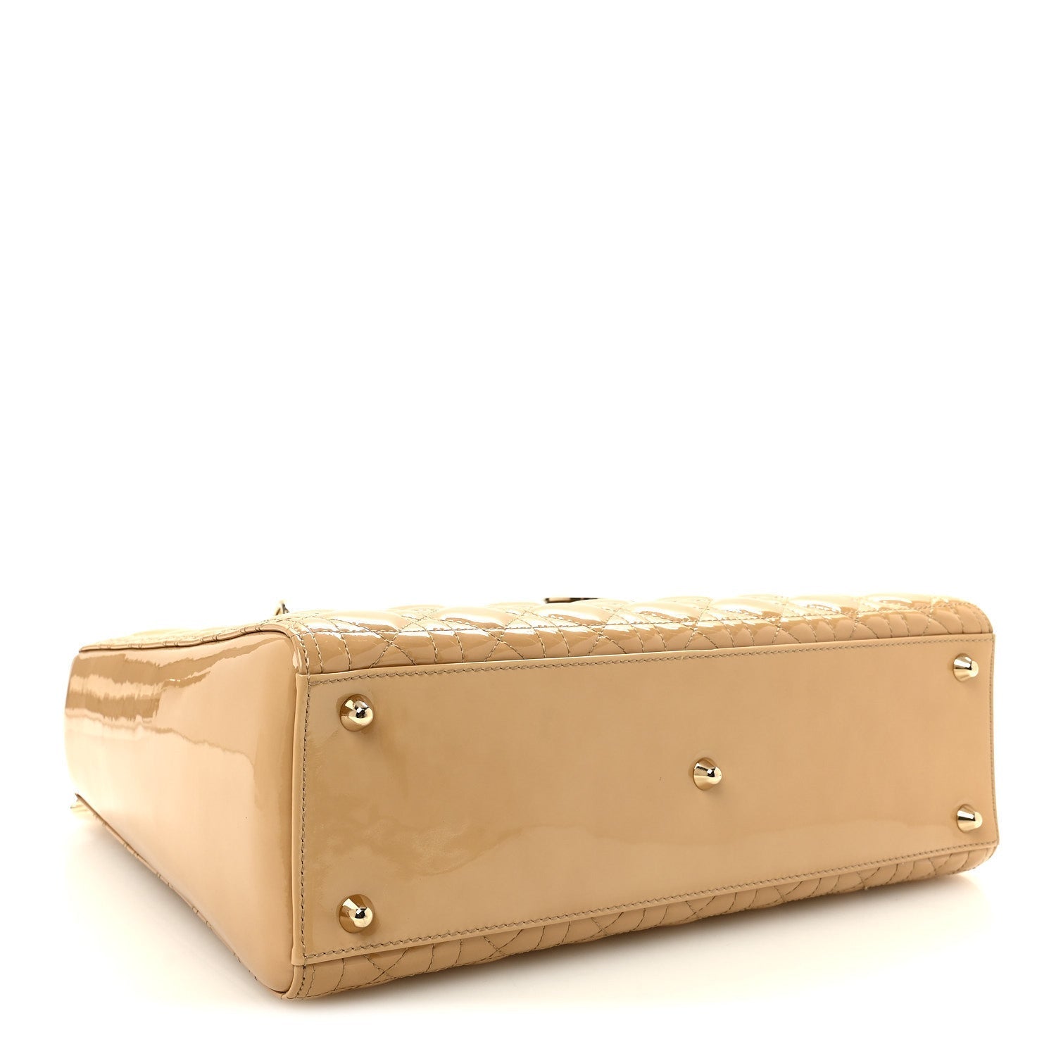 Dior Patent Cannage Large Lady Dior Dark Beige
