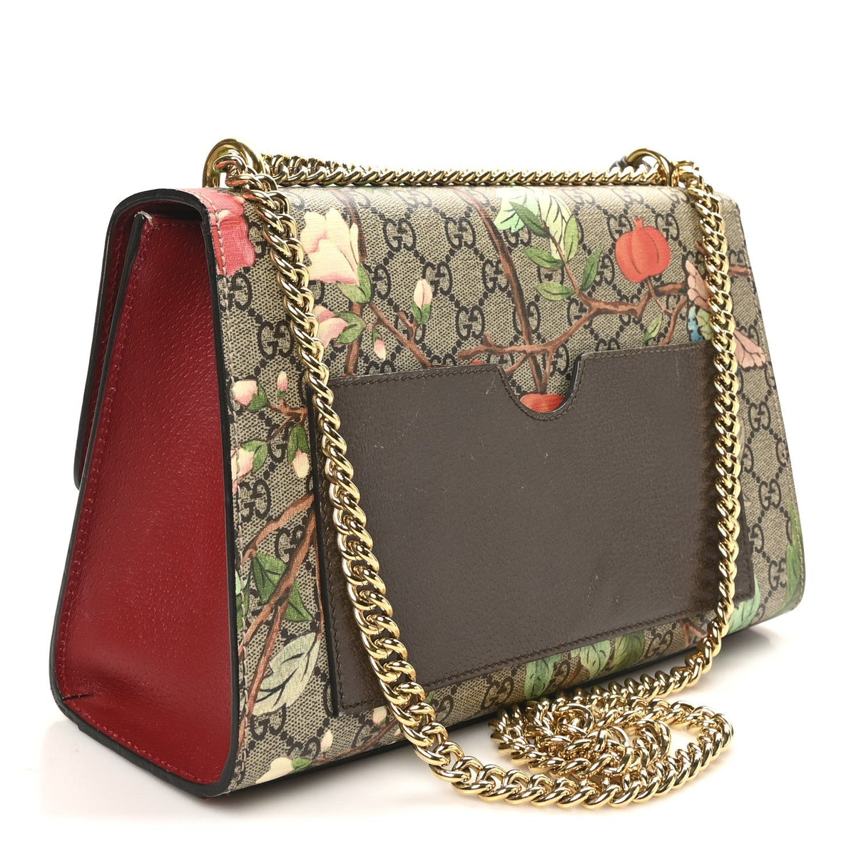 Gucci GG Supreme Monogram Tian Medium Padlock Shoulder Bag Beige Multicolor New Acero