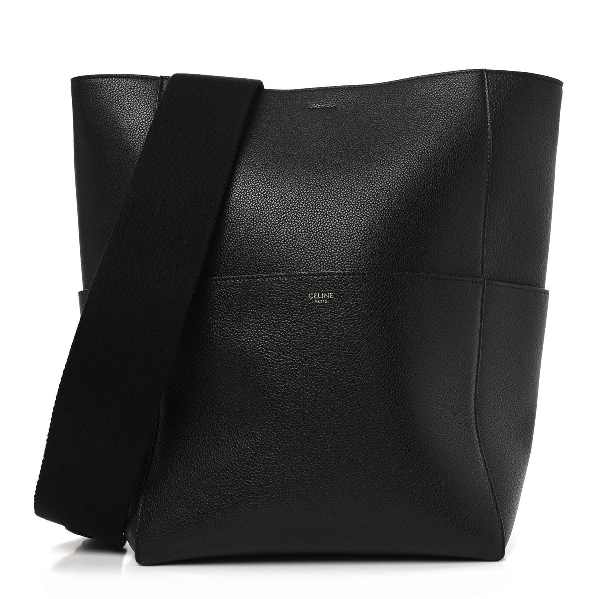 Celine Soft Grained Calfskin Sangle Bucket Bag Black