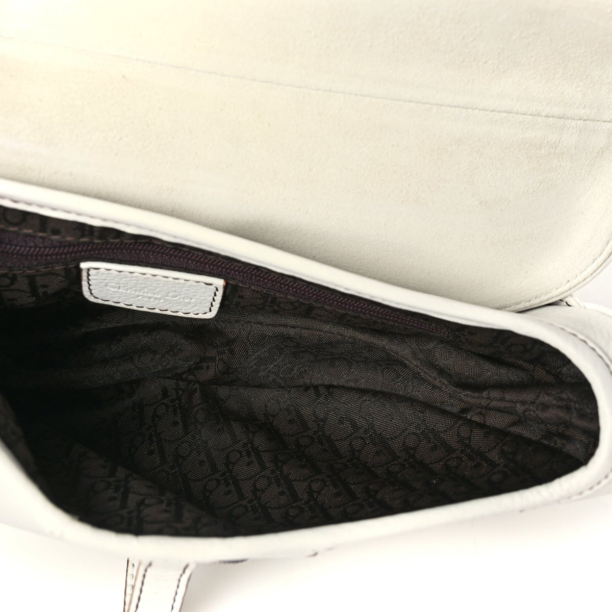 Dior Calfskin Saddle Bag White