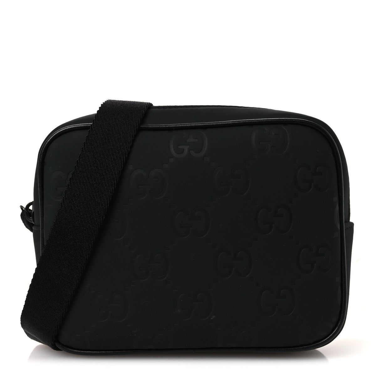 Gucci Rubber Effect Monogram GG Crossbody Bag Black