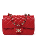 Chanel Lambskin Quilted Mini Rectangular Flap Red