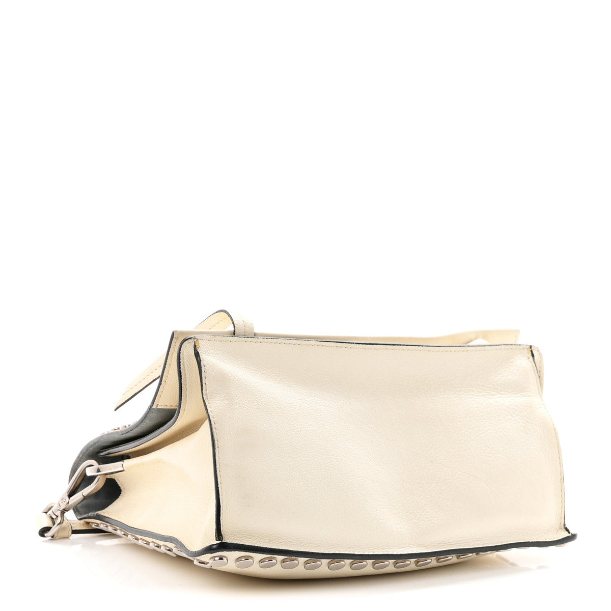 Prada Glace Calf Studded Etiquette Flap Bianco Astra
