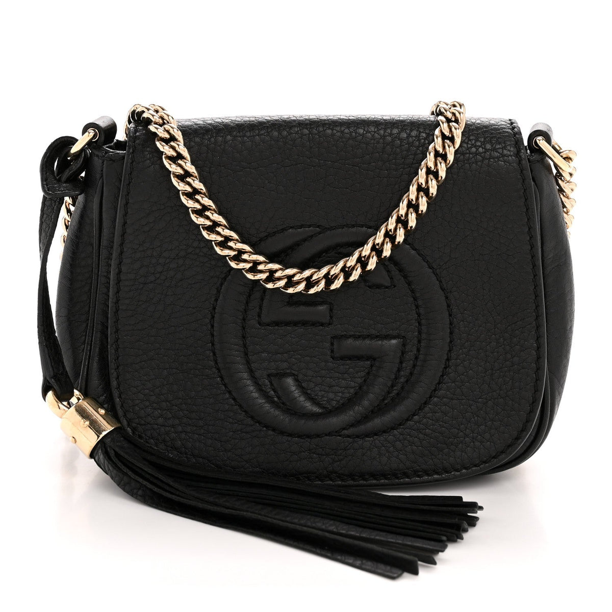 Gucci Pebbled Calfskin Small Soho Flap Crossbody Black
