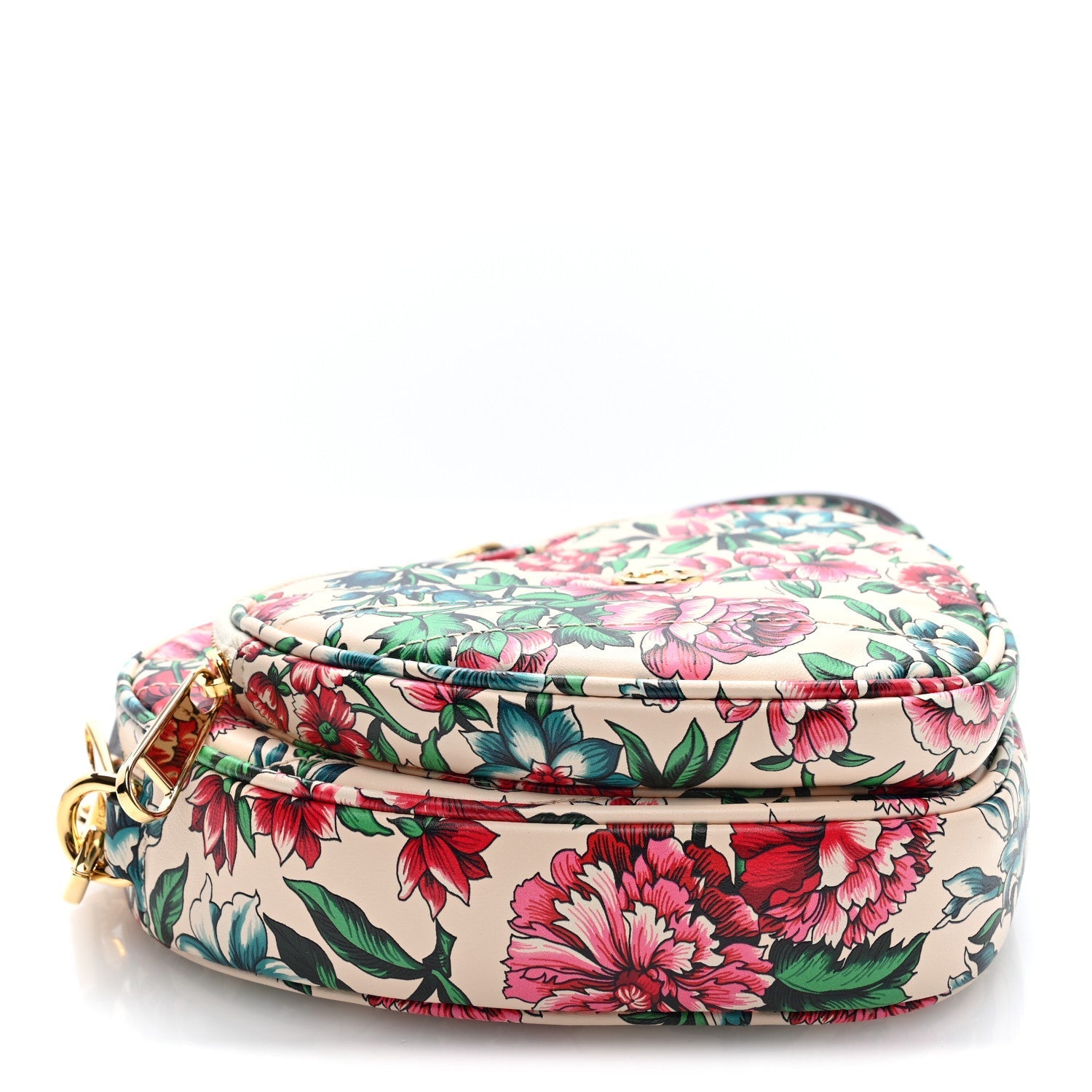Gucci Calfskin Brit Roses Print Matelasse Diagonal Mini Interlocking G Heart Shoulder Bag Multicolor Multicolor