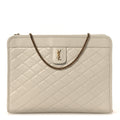 Saint Laurent Lambskin Quilted Monogram Baby Victoire Chain Clutch Blanc Vintage