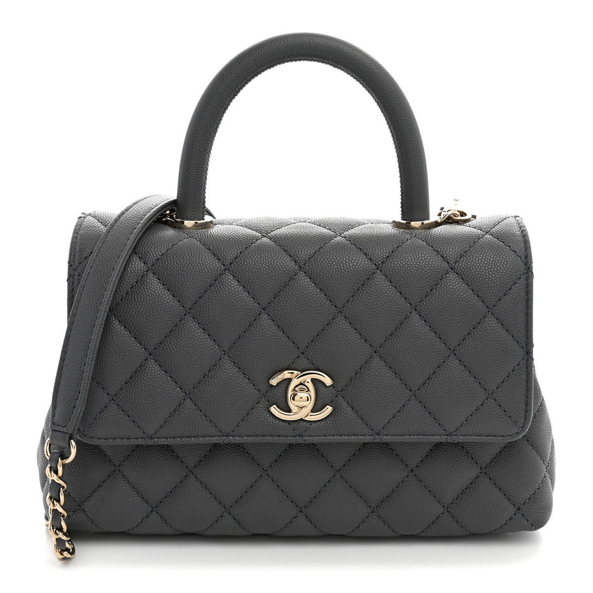 Chanel Caviar Quilted Mini Coco Handle Flap Grey