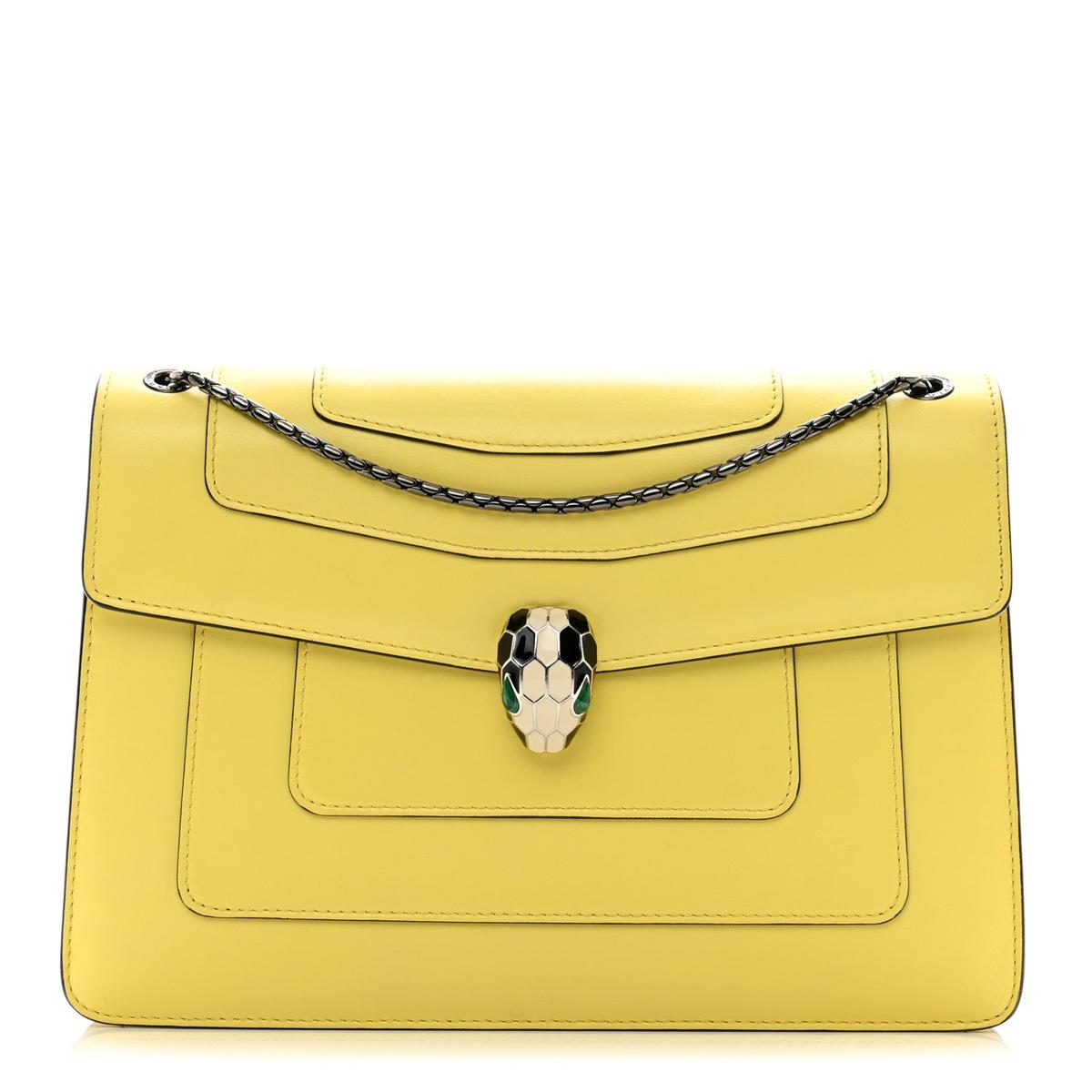 BVLGARI SERPENTI FOREVER SHOULDER BAG IN YELLOW CALFSKIN